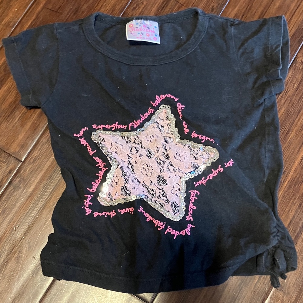 Girls Black Star T-Shirt